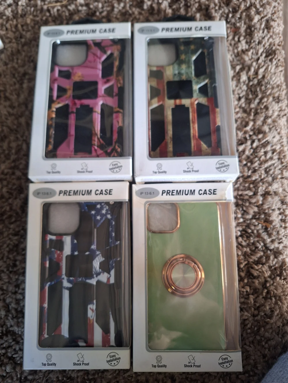 Premium Green Shock-Proof Phone Case with Ring Holder